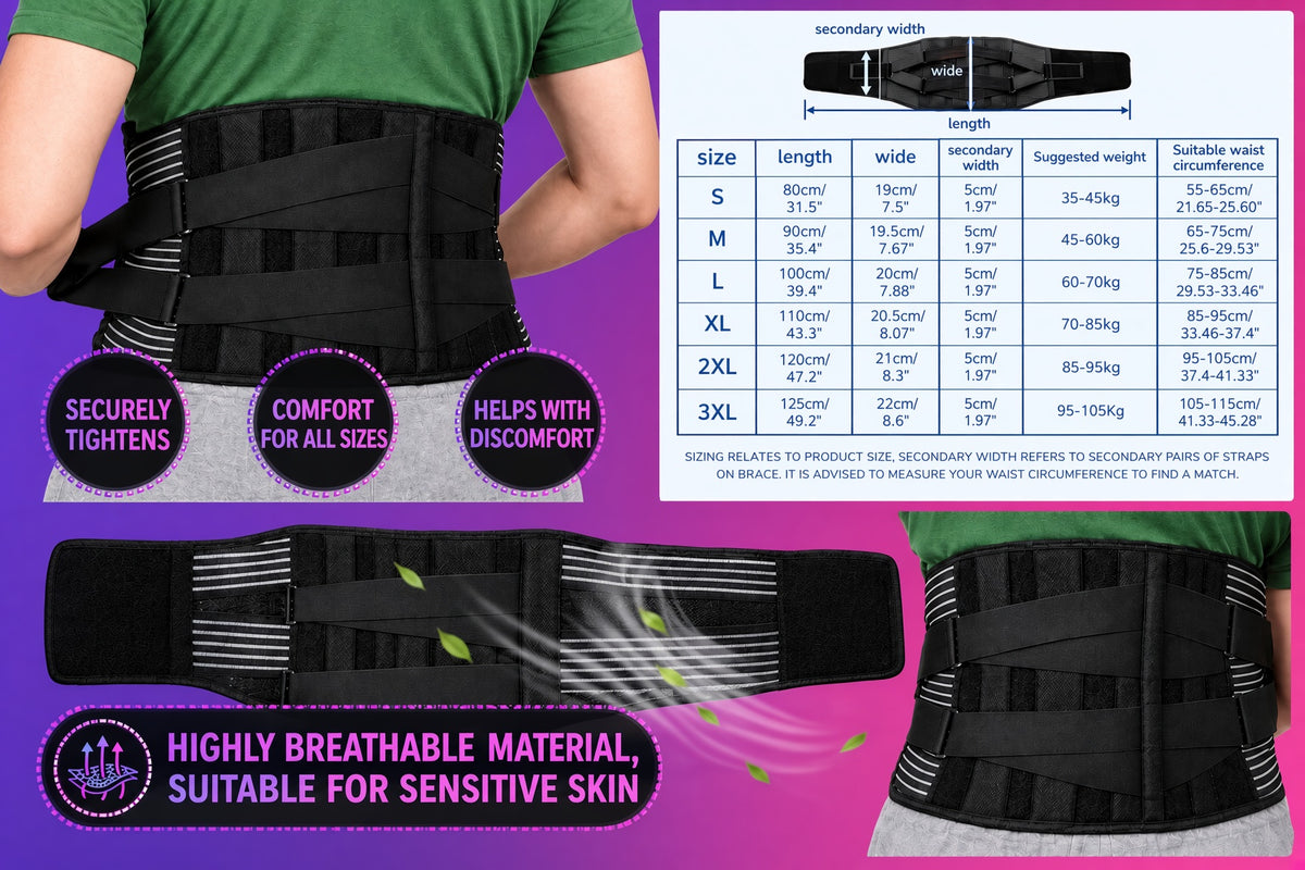 Adjustable Lumbar Support Belt for Posture and Lower Back Pain